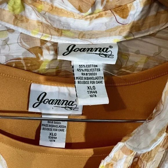 Joanna Two Piece Top Set Size XL Orange Floral Collared Cotton Polyester Blend - Picture 10 of 11